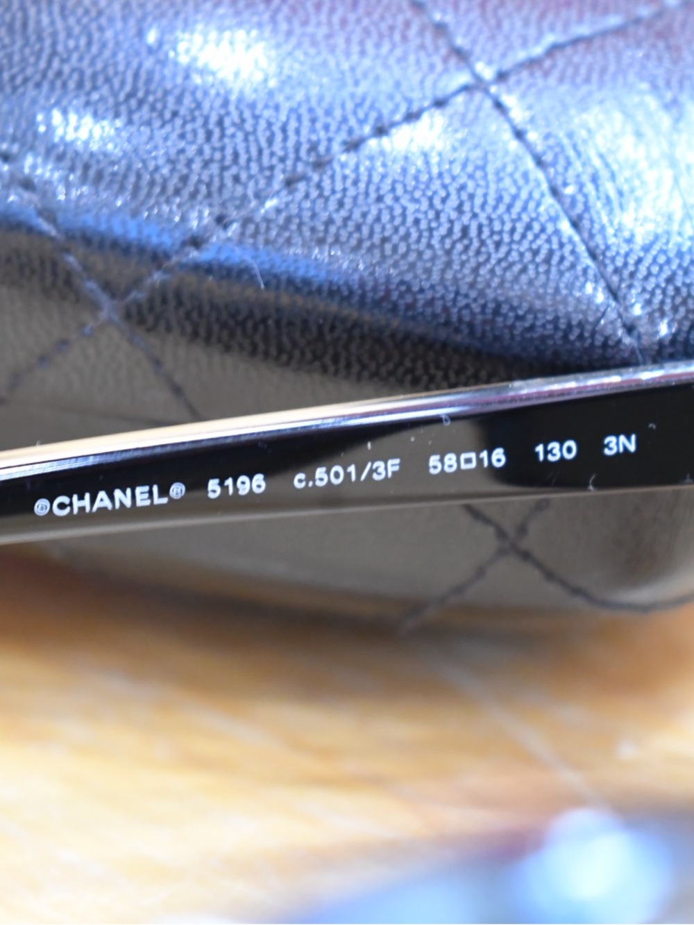 CHANEL Sunglasses Black with Gold Trim & Quilted Leather Case - Picture 2 of 10